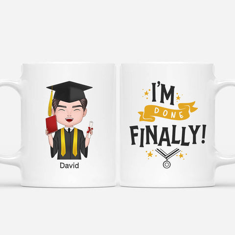 Personalised I'm Done Finally Mug as Gift Ideas For Friends Graduation