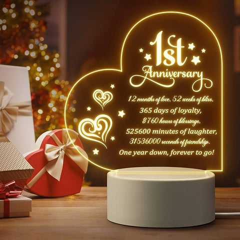Gift Ideas for Girlfriend 1 Year Anniversary - Personalised Light