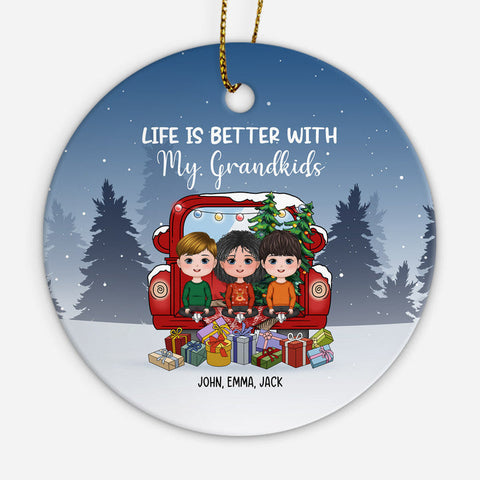 Personalised Life Is Better With My Grandkids Ornament-gift ideas for grandad
