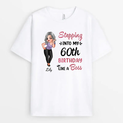 60th Birthday Gifts For A Sister - Personal T-Shirt with names, illustration and funny 60th birthday text