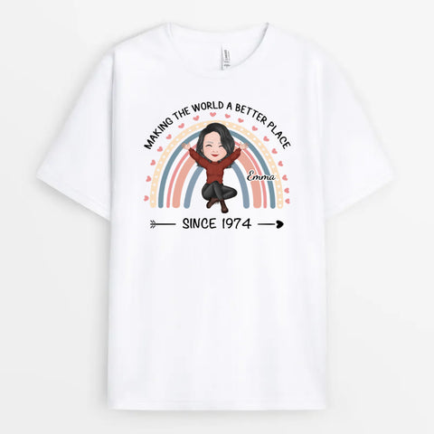 Personalised Making The World A Better Place Since 1974 T-Shirts are the Best 50th birthday present ideas for wife[product]