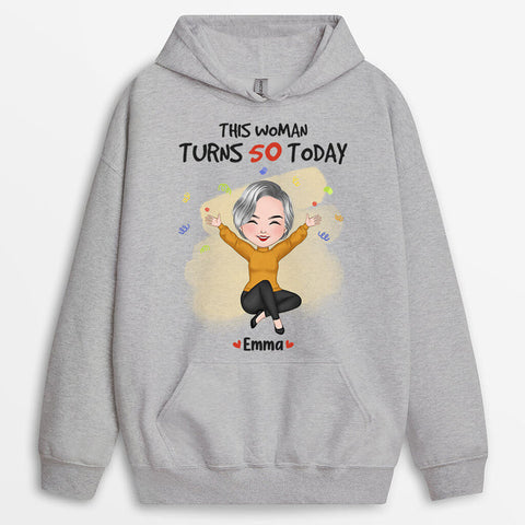 Personalised This Woman Turn 50 Today Hoodies is Cosy wife 50th birthday gift ideas[product]