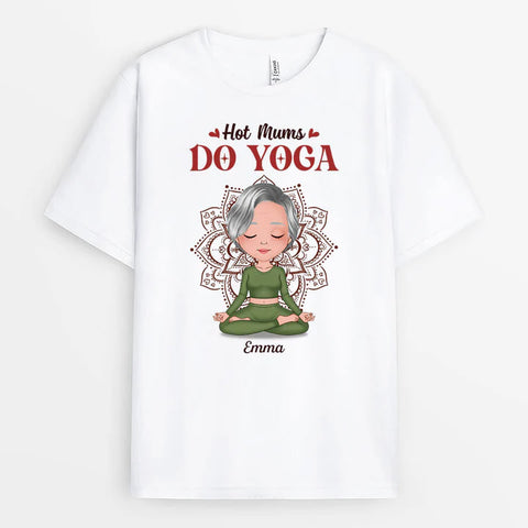 Personalised All Hot Mums Do Yoga T-Shirts as 50th birthday gifts for wife[product]