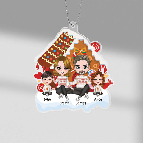 Personalised Cute Family Sitting Christmas Ornament inspired by Xmas symbol is one of the cutest family of 4 gift ideas to show your pride for your little family