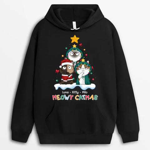 Personalised Christmas hoodies custom with name and cats for coworker[product]