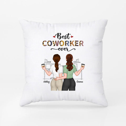 Personalised The Best Coworker Ever Pillow, featuring a cute animated image, is perfect to decorate leaving coworker's living space[product]