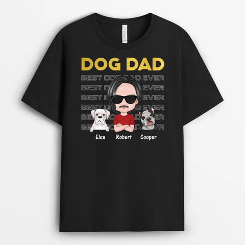 custom tee for dog dad with names and portrait[product]