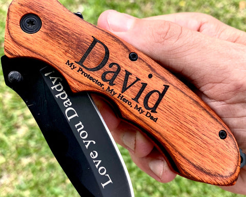 Engraved Pocket Knife as a cheap fathers day gifts for step dad or older dad