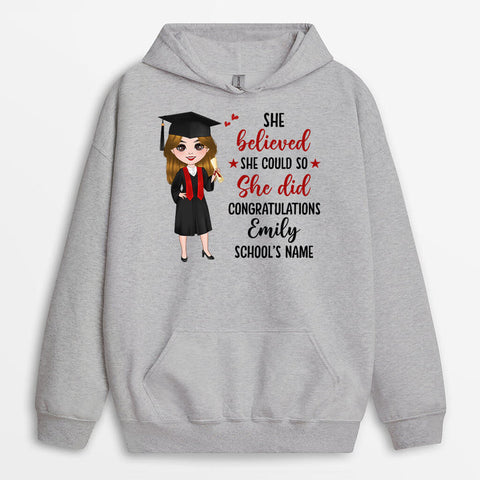 Personalised She Believed She Could Hoodies-gift ideas for graduation