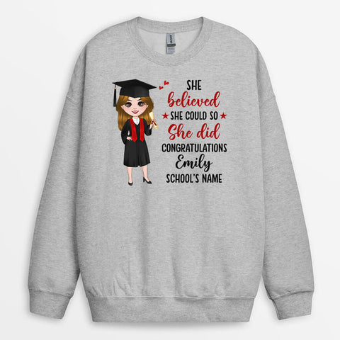 Personalised She Believed She Could Sweatshirt-graduation gift ideas