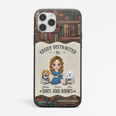 Personalised Easily Distracted By Dogs And Books Phone Case-ideas for gifts for graduation