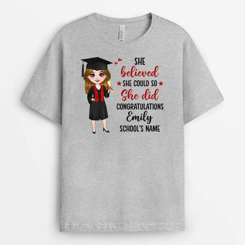Personalised She Believed She Could T-Shirt-graduation messages