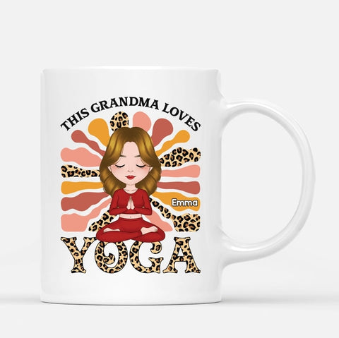 Personalised This Grandma Loves Yoga Mug - presents for grandparents[product]