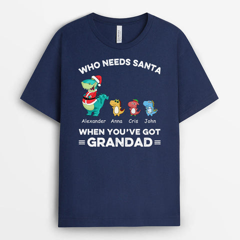 Personalised Who Needs Santa When Youve Got Dinosaur Grandad T-shirt - grandparents gift ideas[product]