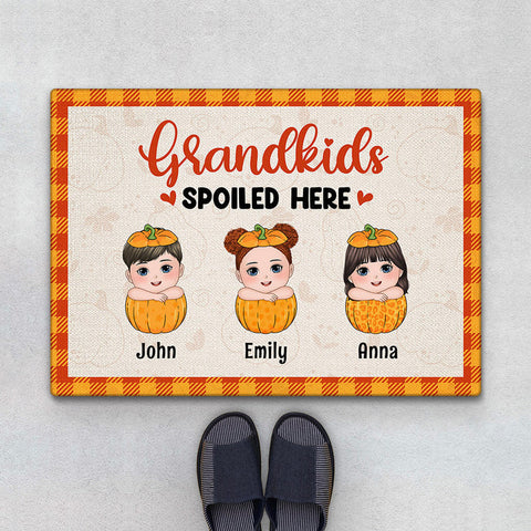 Personalised Grandkids Spoiled Here Door Mat - presents for granda and grandma[product]