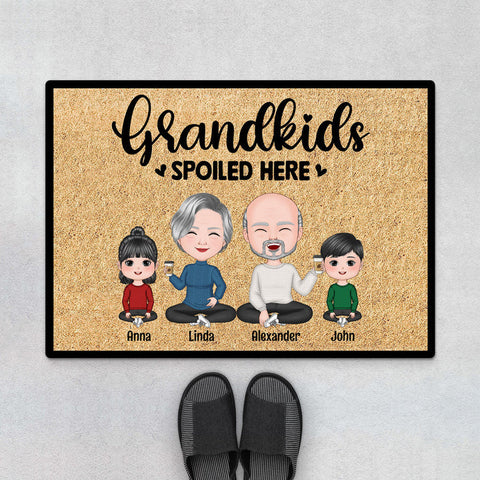 Personalised Grandkids Spoiled Here Door Mats-quotes about grandparents