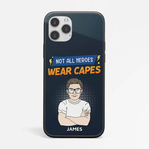 Personalised Not All Heroes Wear Capes Iphone 14 Phone Case as great Father's Day gift for dad UK