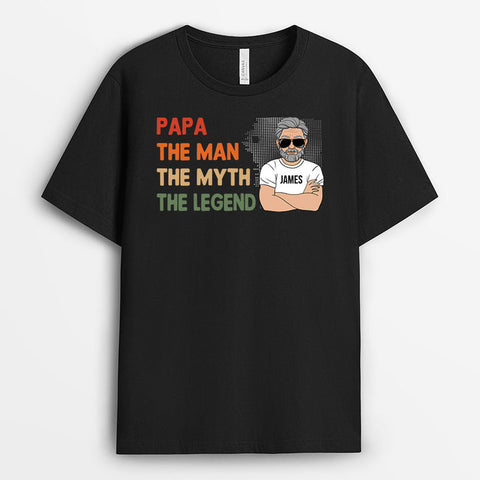 Personalised Grandpa The Man The Myth T-shirt is considered as funny Fathers Day gift for dad to add extra joy on dad's day