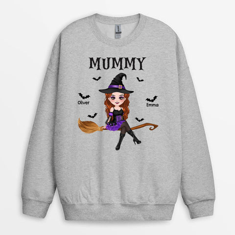 Personalised Mama Halloween With Broom Sweatshirt-Halloween phrases