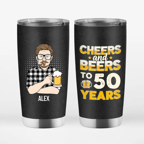 Personalised 'Cheers And Beers To 50 Years' Tumbler- dad 50th birthday gifts