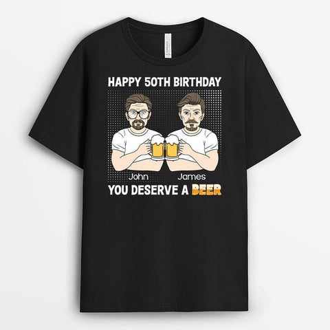 Personalised '50th Birthday, You Deserve A Beer' T-Shirt- gifts for father's 50th birthday