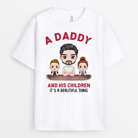 Personalised 'A Daddy And His Children Is A Beautiful Thing' T-Shirt - gifts for father's 50th birthday[product]