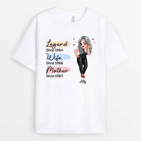 Ladies 60th Birthday T Shirts for her with names, illustrations, year with funny message[product]