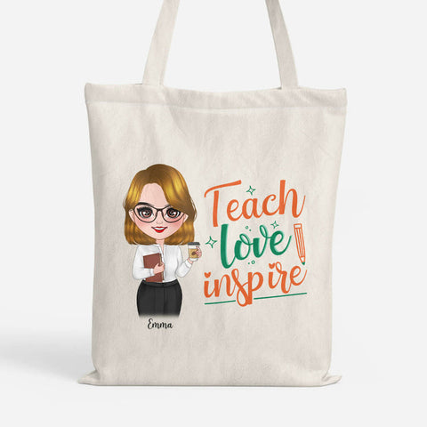 Personalised Teach Love Inspire Tote Bags are the greatest teachers leaving gifts who love something useful and environmentally friendly