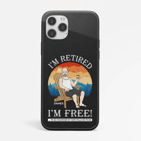 Personalised I'm Retired Iphone 14 Phone Case, featuring names, special dates and special graphics, can make any leaving coworkers surprised[product]