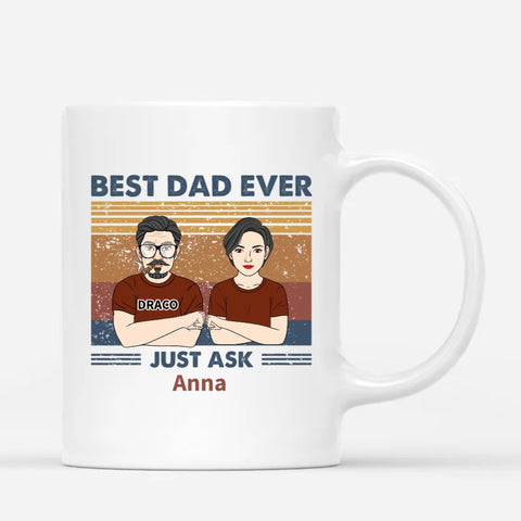 personalised fathers day mugs from daughter and son to dad with portrait and cool design[product]