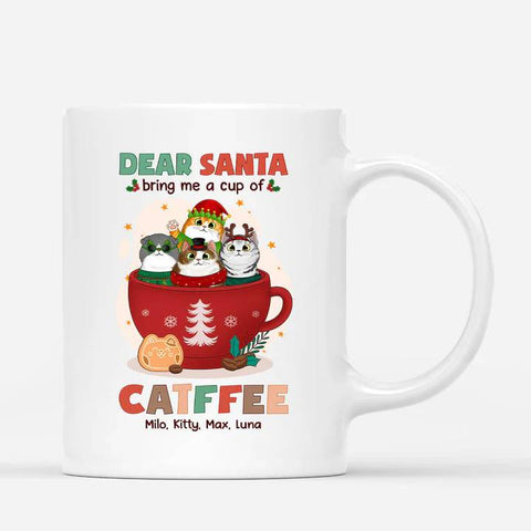 funny xmas cat mugs for cat lover with cat illustration