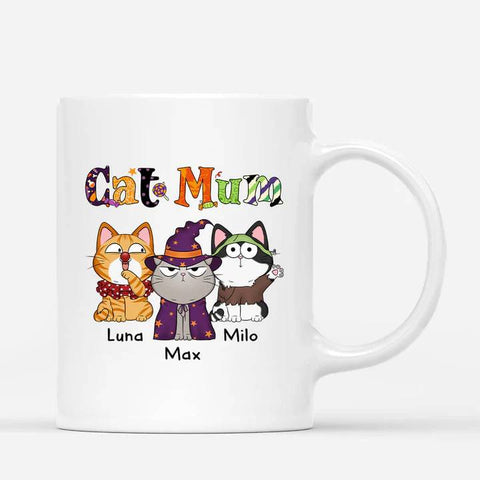 customised halloween-themed cat mugs for cat lovers