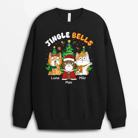 customised sweatshirt for christmas with cat illustration