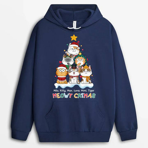 customised christmas cat hoodies for cat mum with names