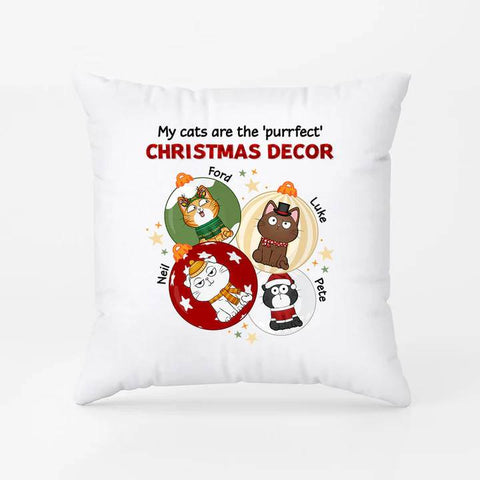 funny christmas personalised pillow for cat lovers