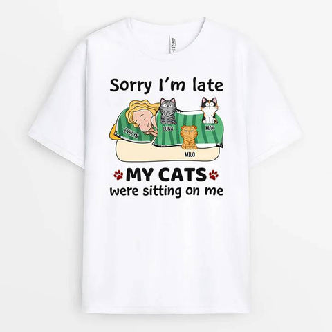 customised t-shirt with cat for cat mum and funny message