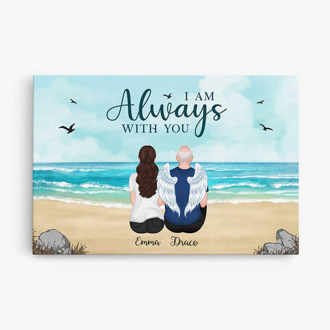 Personalised Always With You Canvas is printed with miss you dad in heaven quotes, and illustrations, perfect for Father's Day