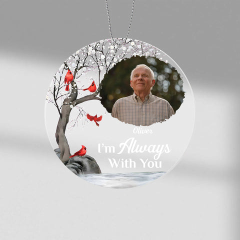 Personalised I'm Always With You Ornament is designed with heartfelt heavenly Fathers Day quotes from children or wife, and photos of dad and his lovely family[product]
