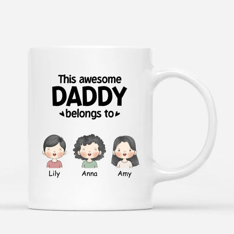 custom fathers day mugs for stepfathers with kids names and illustration