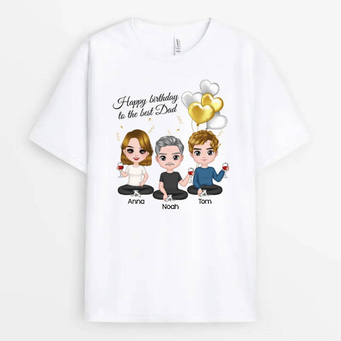 T-Shirt Design Ideas For 50th Birthday For Daddy With Kids Name, Illustration And Birthdate[product]