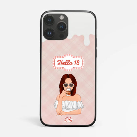 Customised 18th birthday phone case printed with names, illustration and funny 18th birthday wish[product]