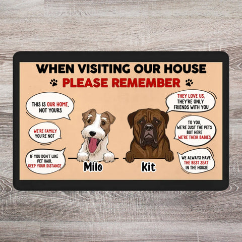 custom doormat for dog dad with funny text and illustration[product]