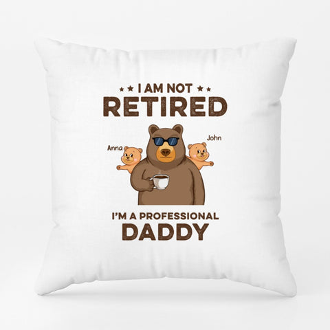 funny pillows customised for fathers day with cute bear illustration, names and messages