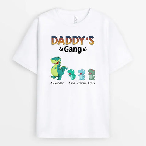 personal fathers day t-shirt as step dad Fathers Day gifts printed with names and dinosaur