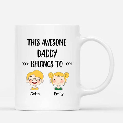 Happy Fathers Day Message On Customised Dad Mugs With Kids Name