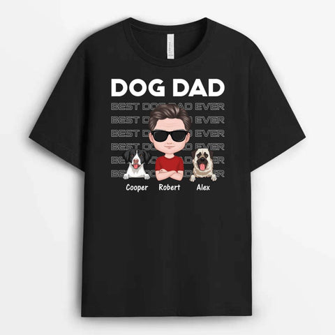 Happy Fathers Day Message On Custom Dog Dad T-Shirt For Father's Day With Names