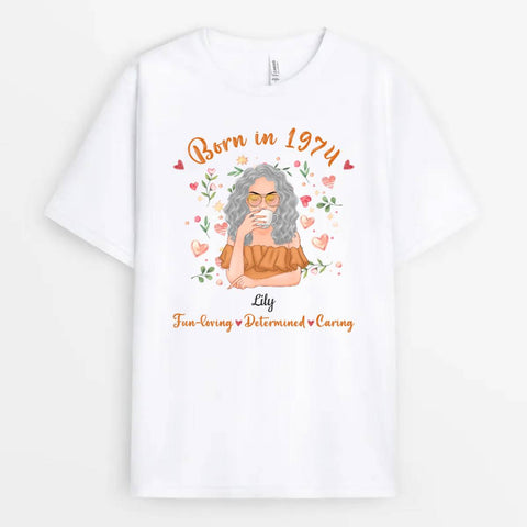 50th Birthday T-Shirt Ideas For Her With Names, Year Born, Illustration And Quote[product]