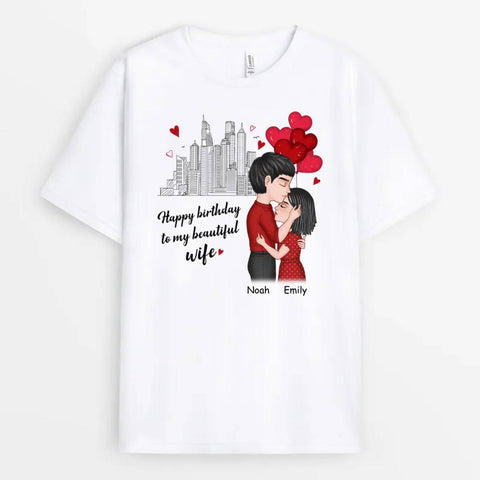 Ideas For 50th Birthday T Shirts For Wife And Girlfriend With Names, Couple Illustration, Vibrant Colour and Different Size[product]