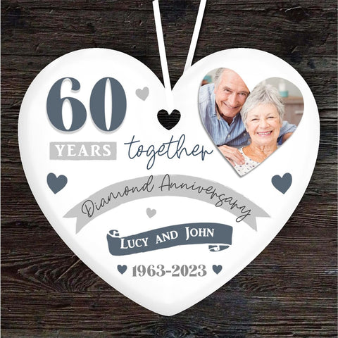 60th Wedding Anniversary Gifts Ideas - Personalised Ornaments