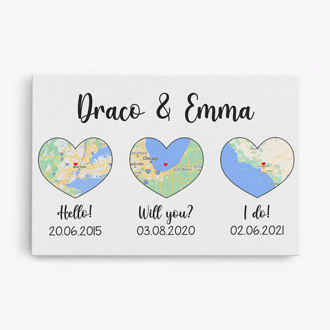 Custom Map Canvas as wedding wishes for a friend